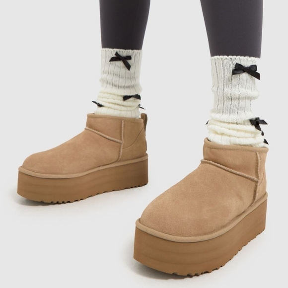 Ugg Classic Ultra Mini Platform Suede Wool Winter Boots - Picture 1 of 16
